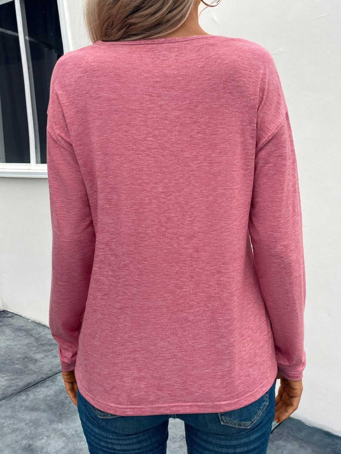 Decorative Button Long Sleeve T-Shirt