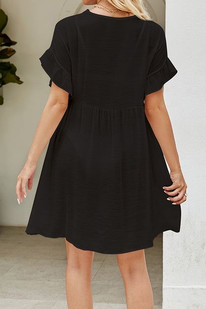 V-Neck Flounce Sleeve Cover-Up Dress