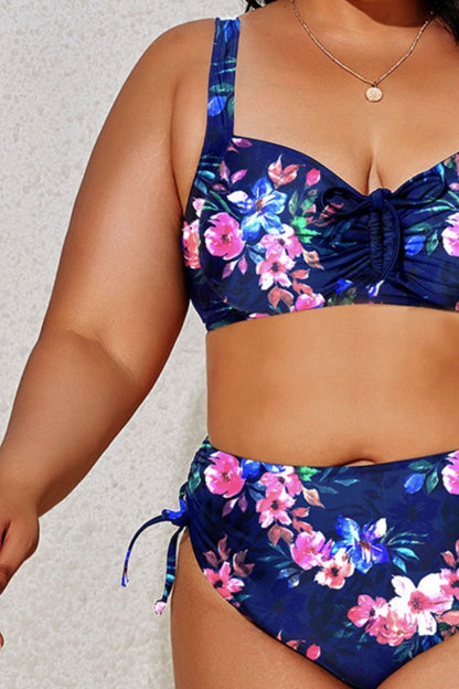 Plus Size Printed Wide Strap Two-Piece Swim Set