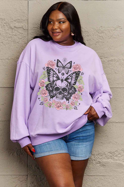 Simply Love Simply Love Full Size Skull Butterfly Graphic Sweatshirt