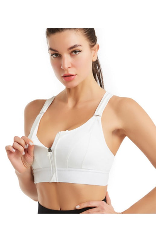 Women's Adjustable Front Zip Sports Bra