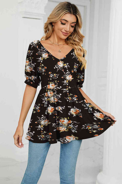 V-Neck Babydoll Blouse