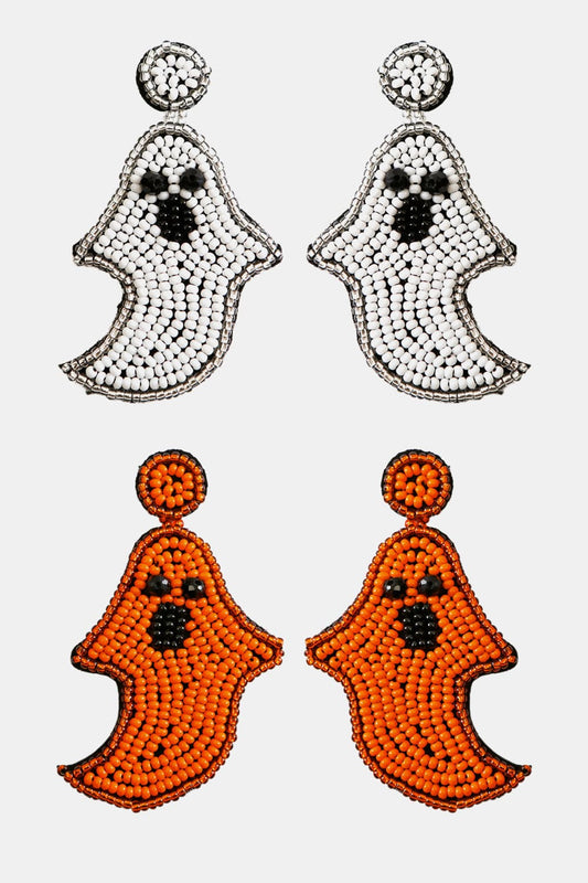 Ghost Shape Beaded Dangle Earrings