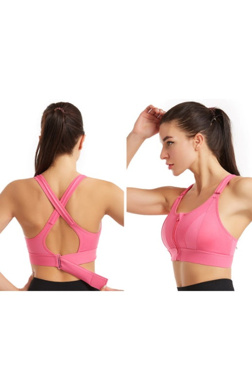 Women's Adjustable Front Zip Sports Bra