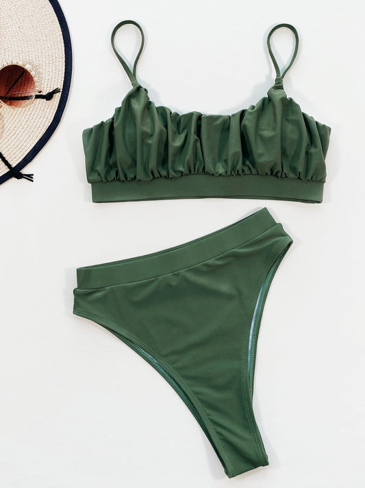 Adjustable Strap Ruched Two-Piece Swim Set