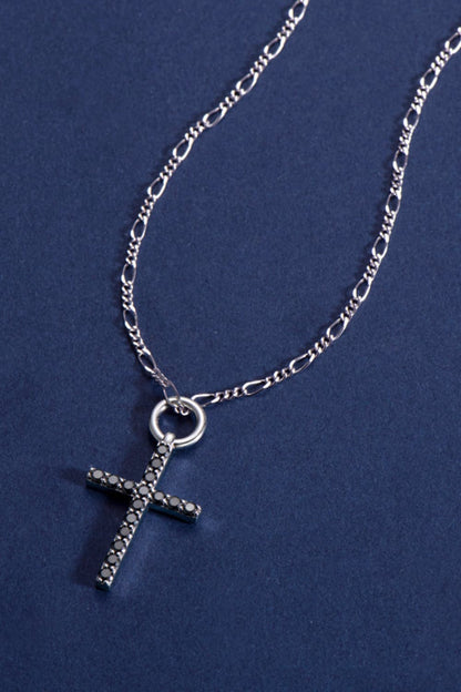 Moissanite Cross Pendant Platinum-Plated Necklace