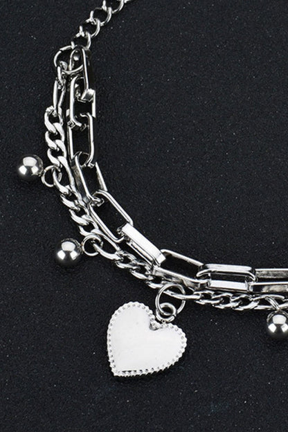 Heart Charm Stainless Steel Bracelet