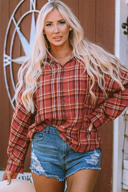 Plaid Button Up Long Sleeve Shirt