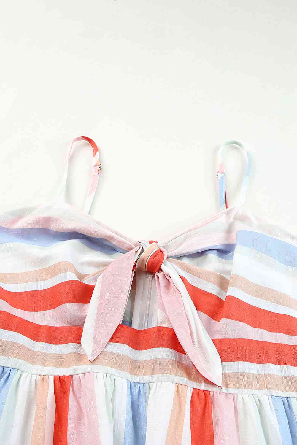 Striped Tied Spaghetti Strap Dress