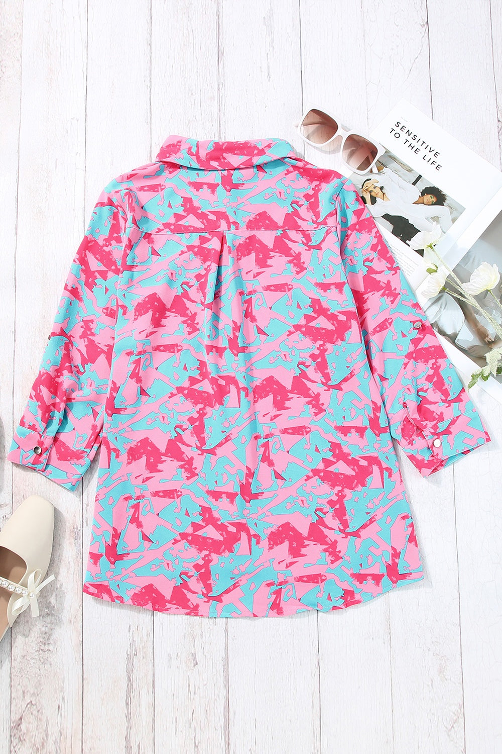 Printed Button Up Long Sleeve Shirt