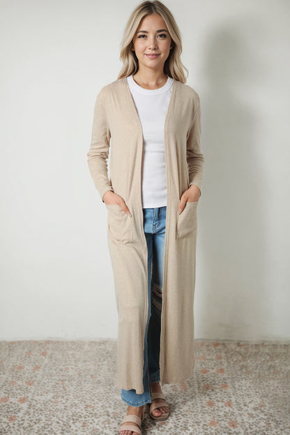 Long Sleeve Slit Cardigan with Pocket