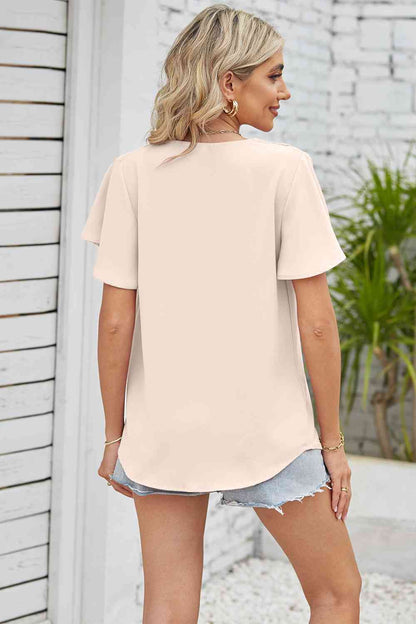 V-Neck Flutter Sleeve Blouse