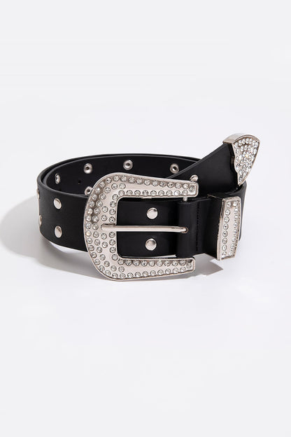 Double Row Studded PU Leather Belt