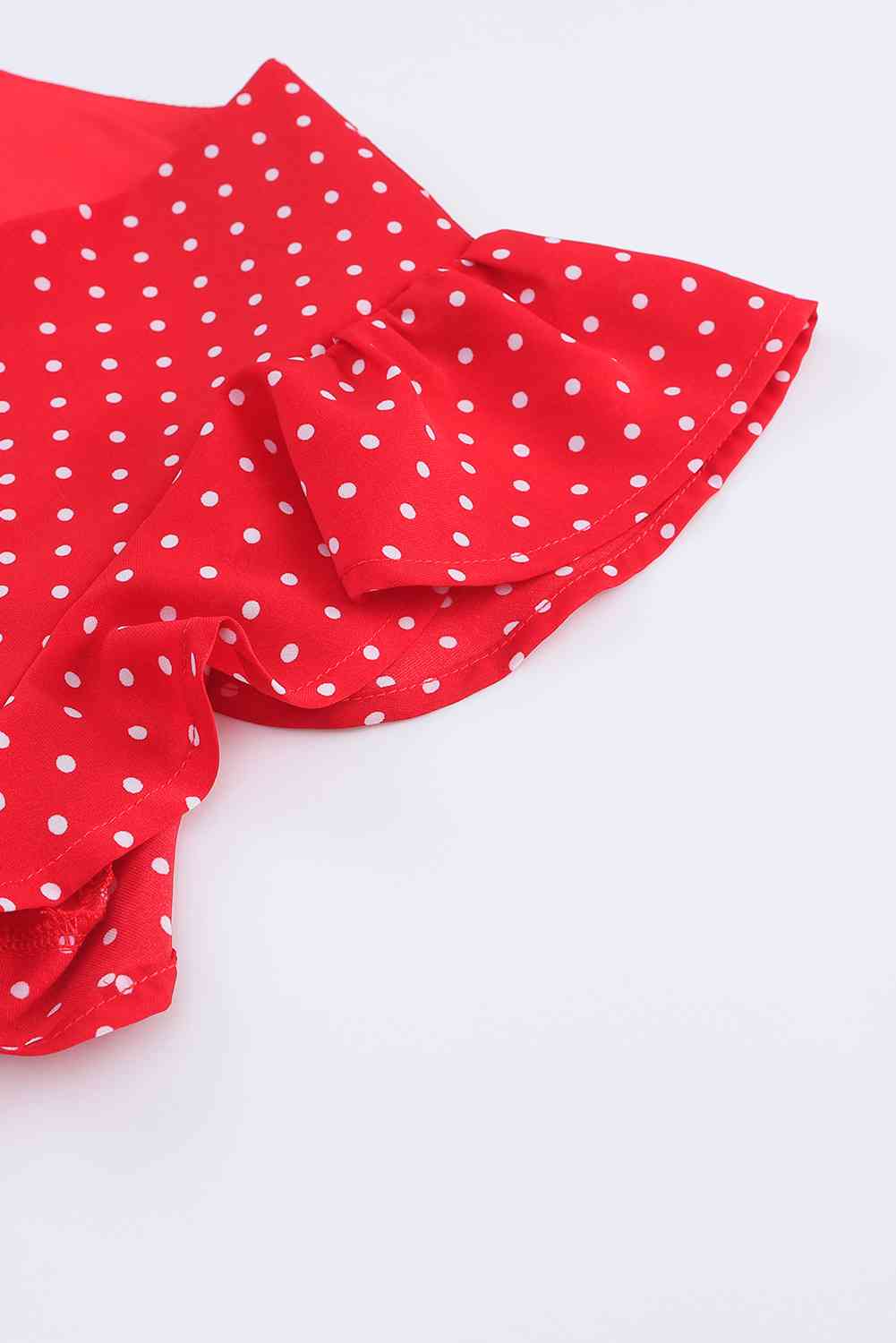 Polka Dot Surplice Neck Tie Waist Dress