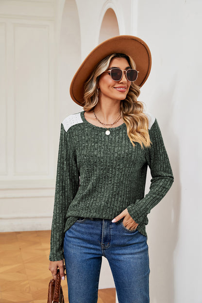 Round Neck Ribbed Top