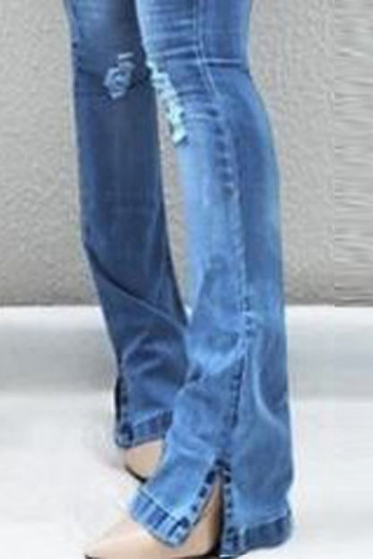 Button Fly Slit Jeans