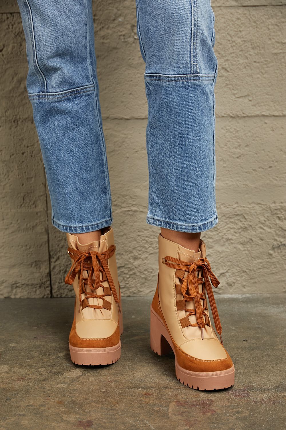 East Lion Corp Lace Up Lug Booties