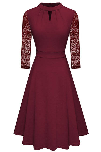 Round Neck Three-Quater Sleeve Cutout Dress