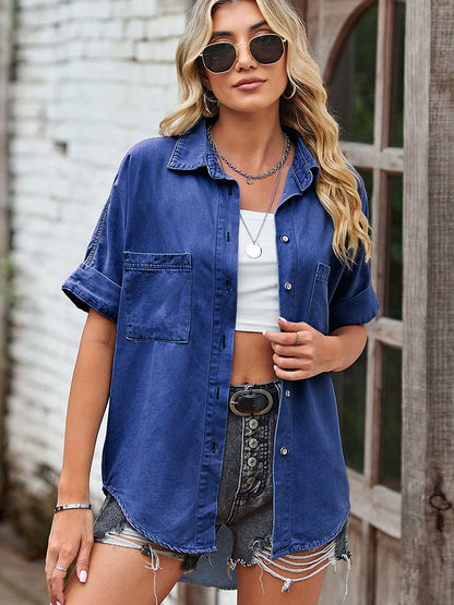 Short Sleeve Denim Shirt Jacket