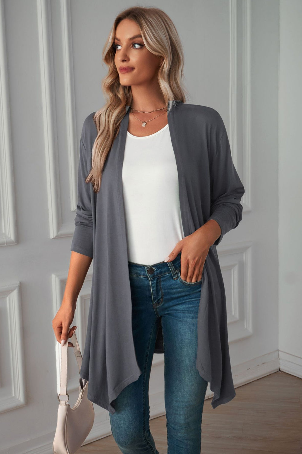 Open Front Long Sleeve Cardigan