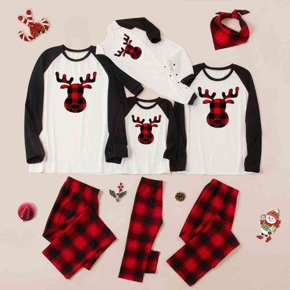 Reindeer Graphic Top and Plaid Pants Set