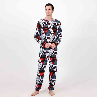 Men Printed Hooded Jumpsuit