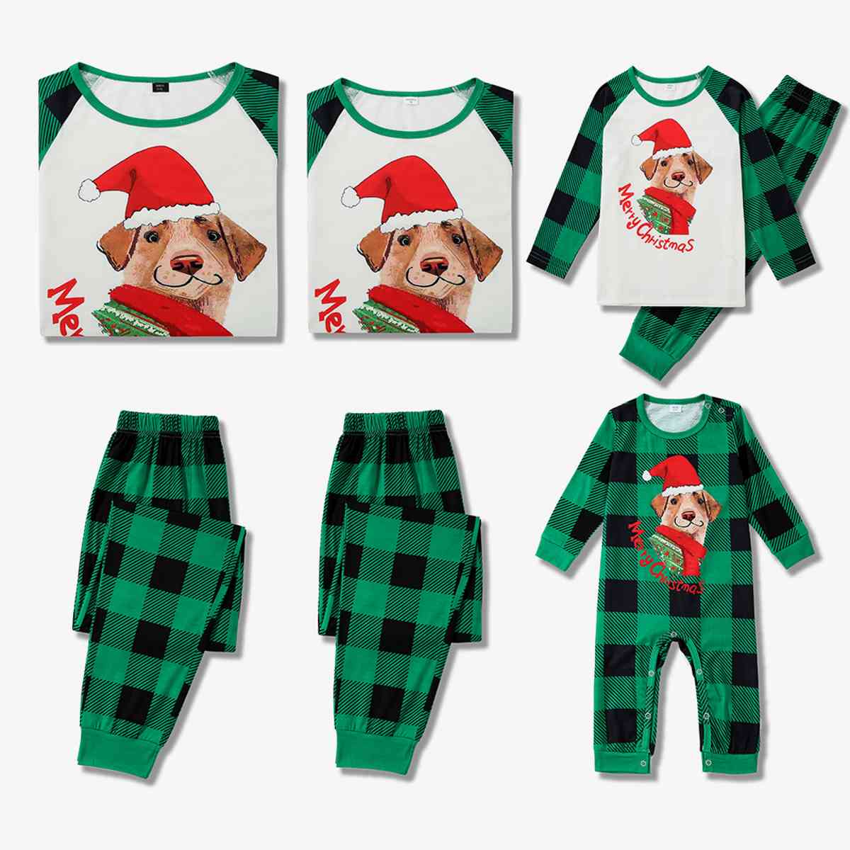 Women MERRY CHRISTMAS Graphic Top and Plaid Pants Set