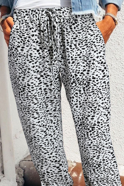 Leopard Pocketed Long Pants