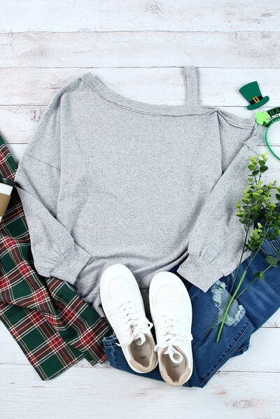 Asymmetrical Neck Long Sleeve T-Shirt