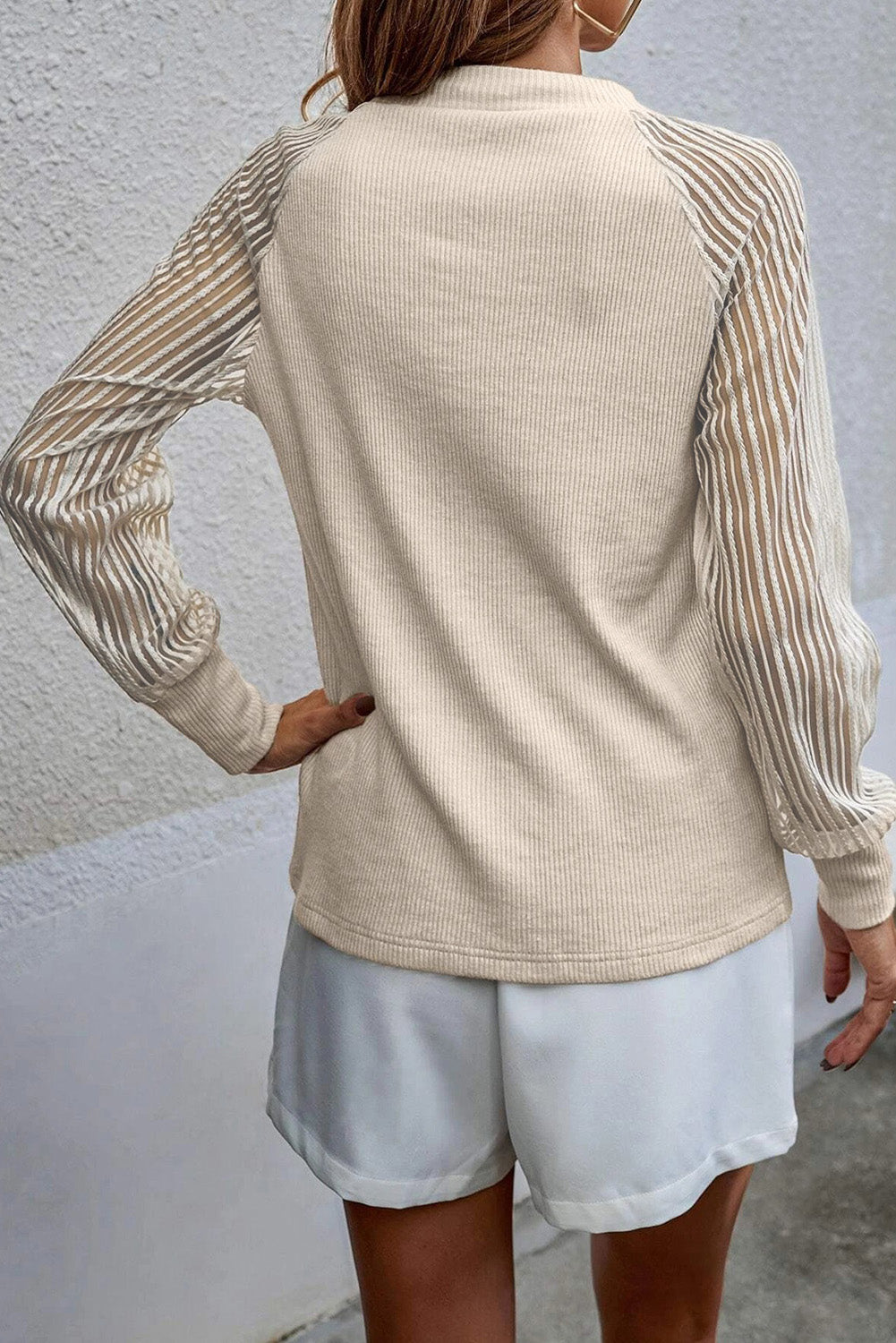 Round Neck Raglan Sleeve Knit Top