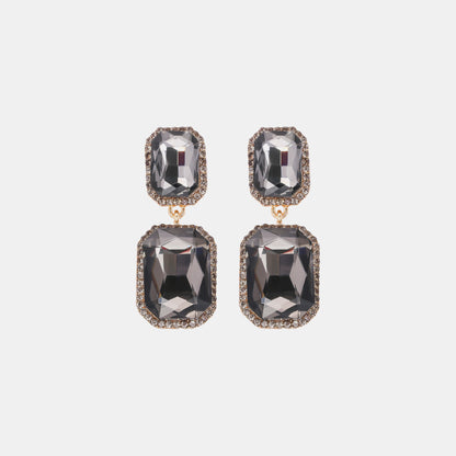 Geometrical Shape Glass Stone Dangle Earrings