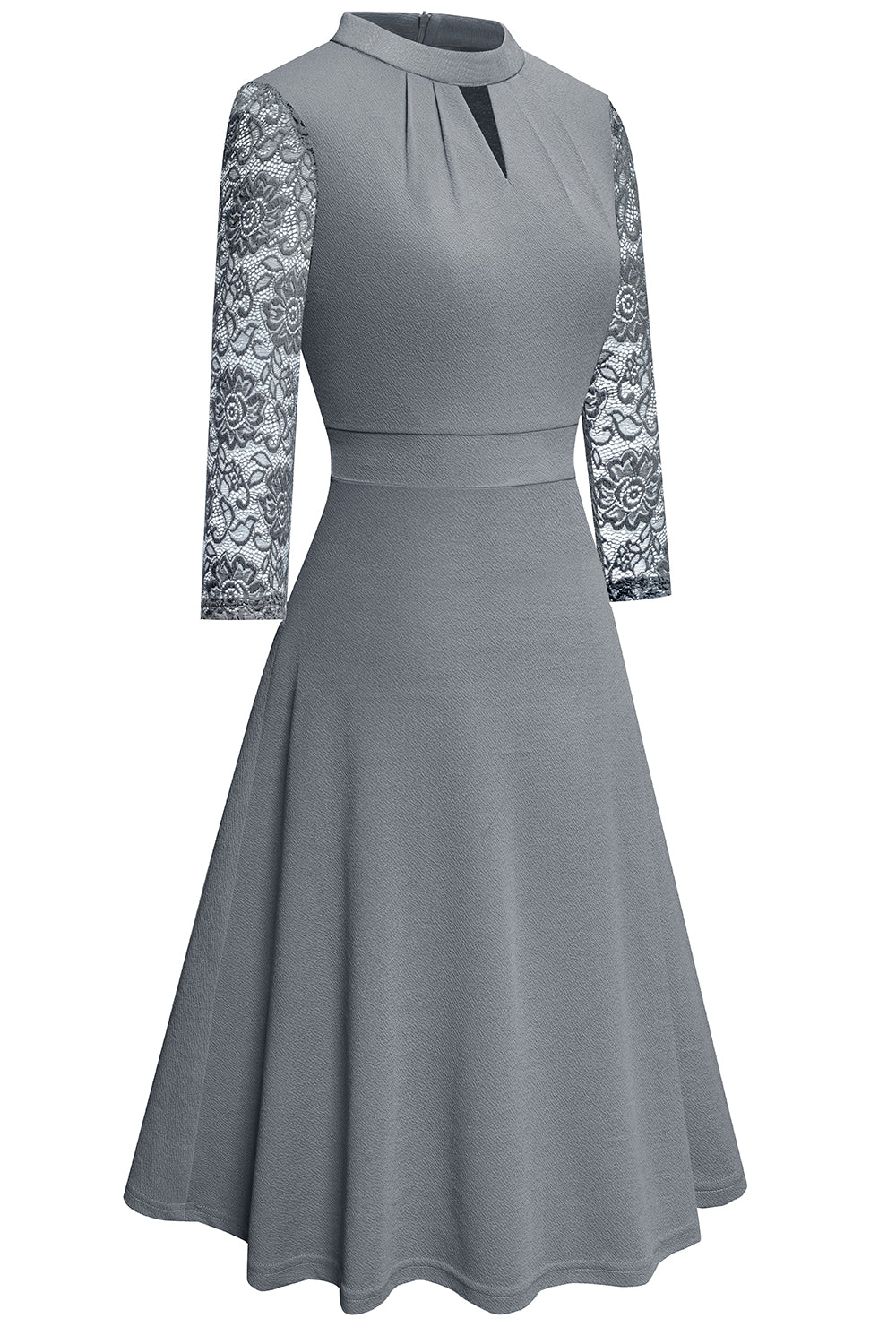 Round Neck Three-Quater Sleeve Cutout Dress