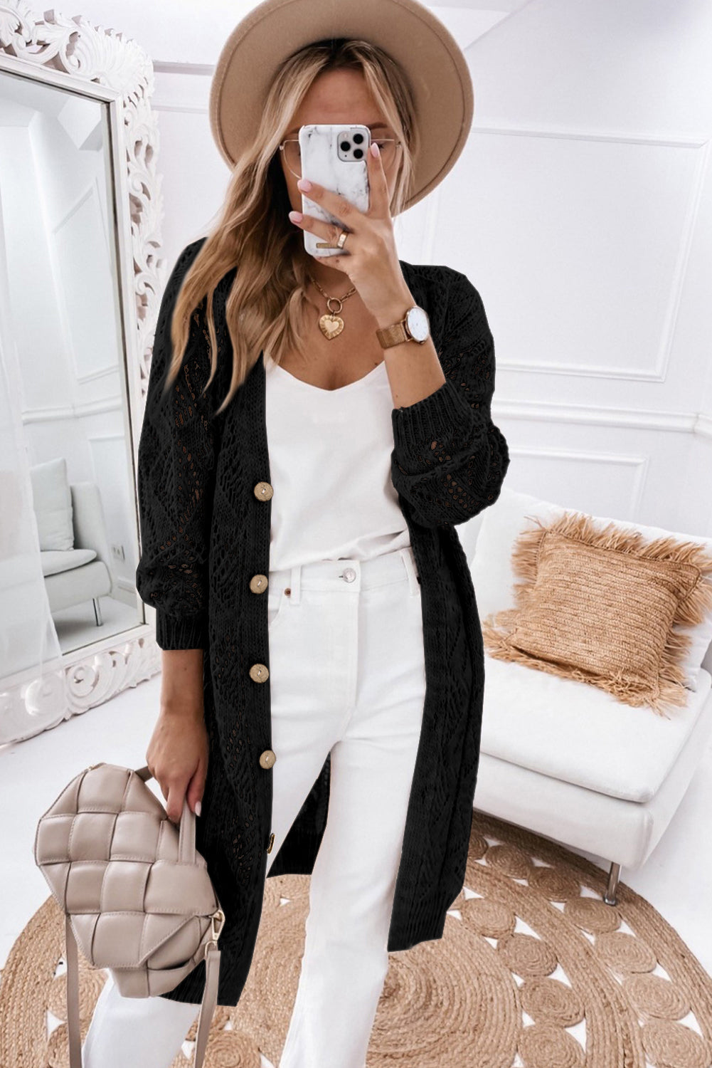 V-Neck Long Sleeve Cardigan