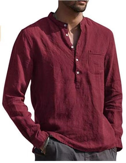 Men's Casual Dress Shirt Button Down Shirts Long-Sleeve Work Shirt Spread Collar Tops