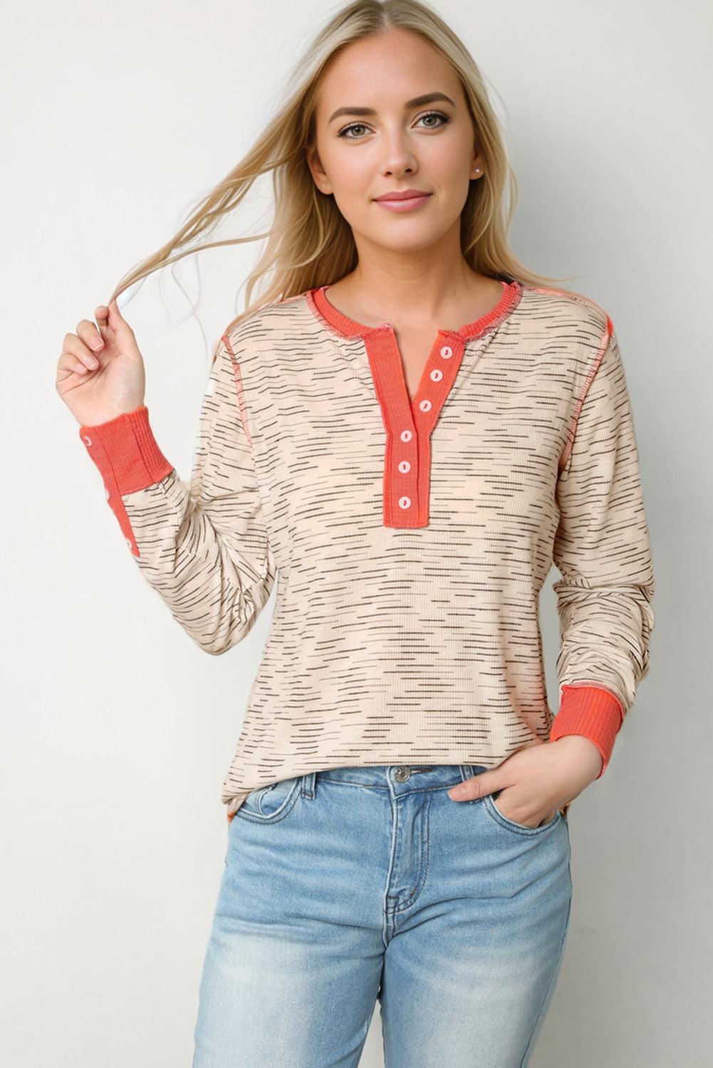 Contrast Long Sleeve Top