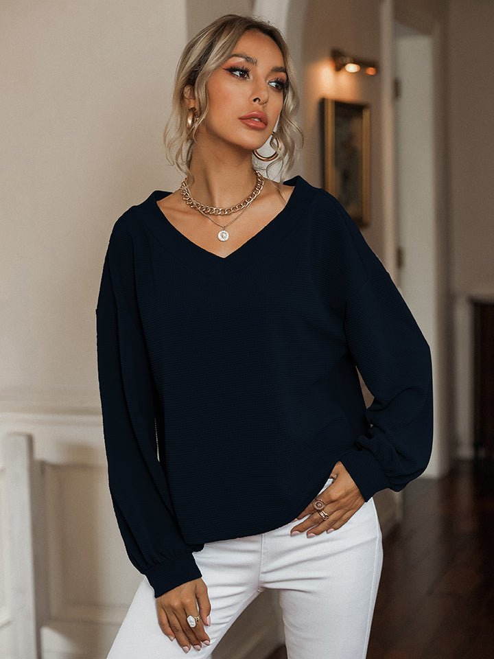 V-Neck Drop Shoulder Top