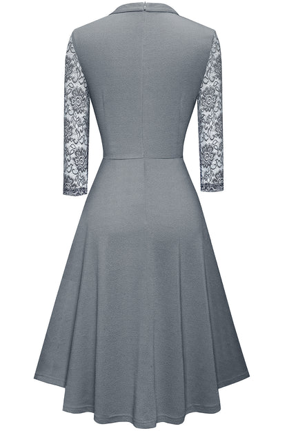 Round Neck Three-Quater Sleeve Cutout Dress