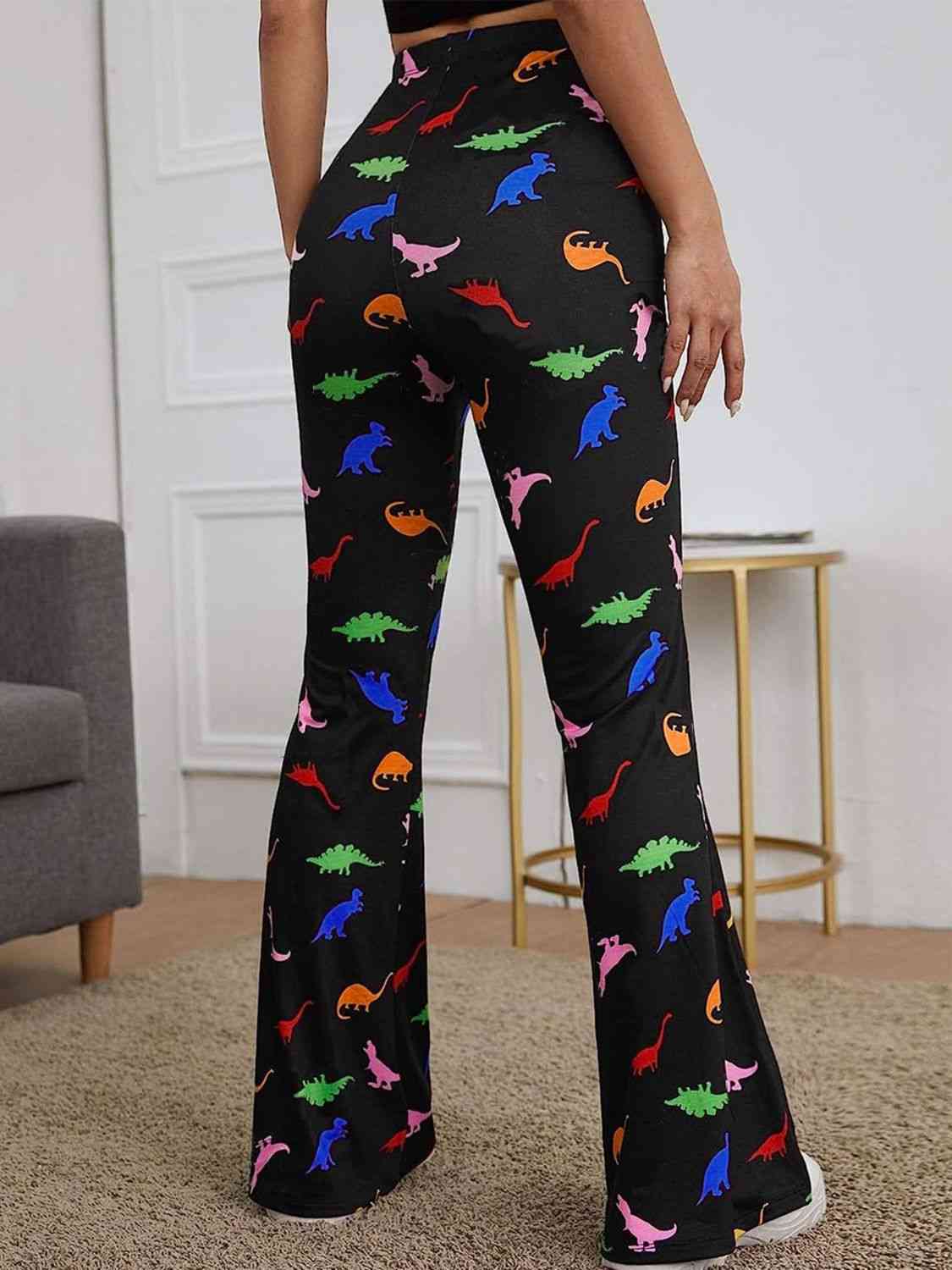 Printed High Waist Bootcut Pants