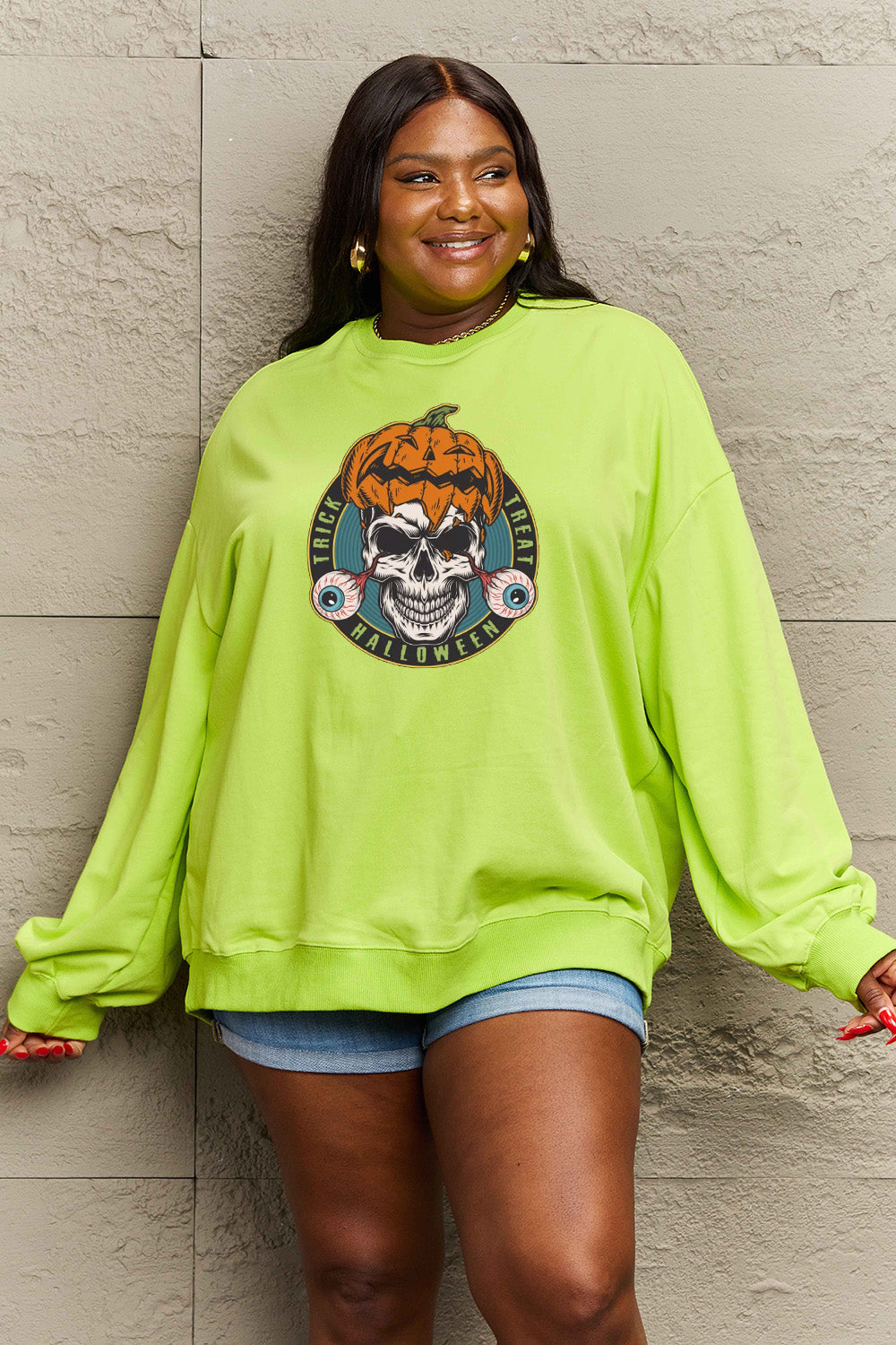 Simply Love Full Size Skull Graphic Sweatshirt