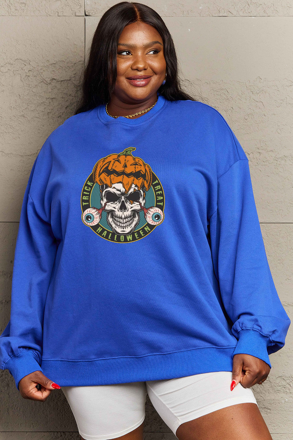 Simply Love Full Size Skull Graphic Sweatshirt