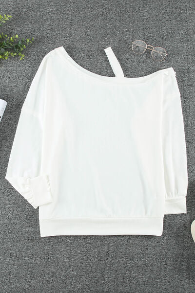 Asymmetrical Neck Long Sleeve T-Shirt