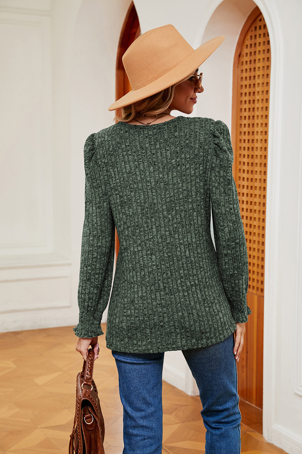 Square Neck Puff Sleeve Top