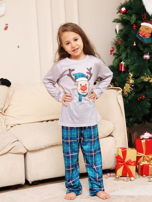 Rudolph Graphic Long Sleeve Top and Plaid Pants Set