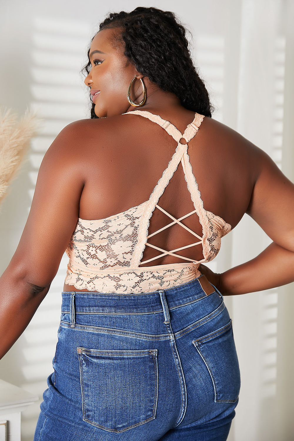 JadyK Full Size Crisscross Lace Bralette