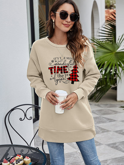 Christmas Tree Graphic Drop Shoulder Sweatshirt