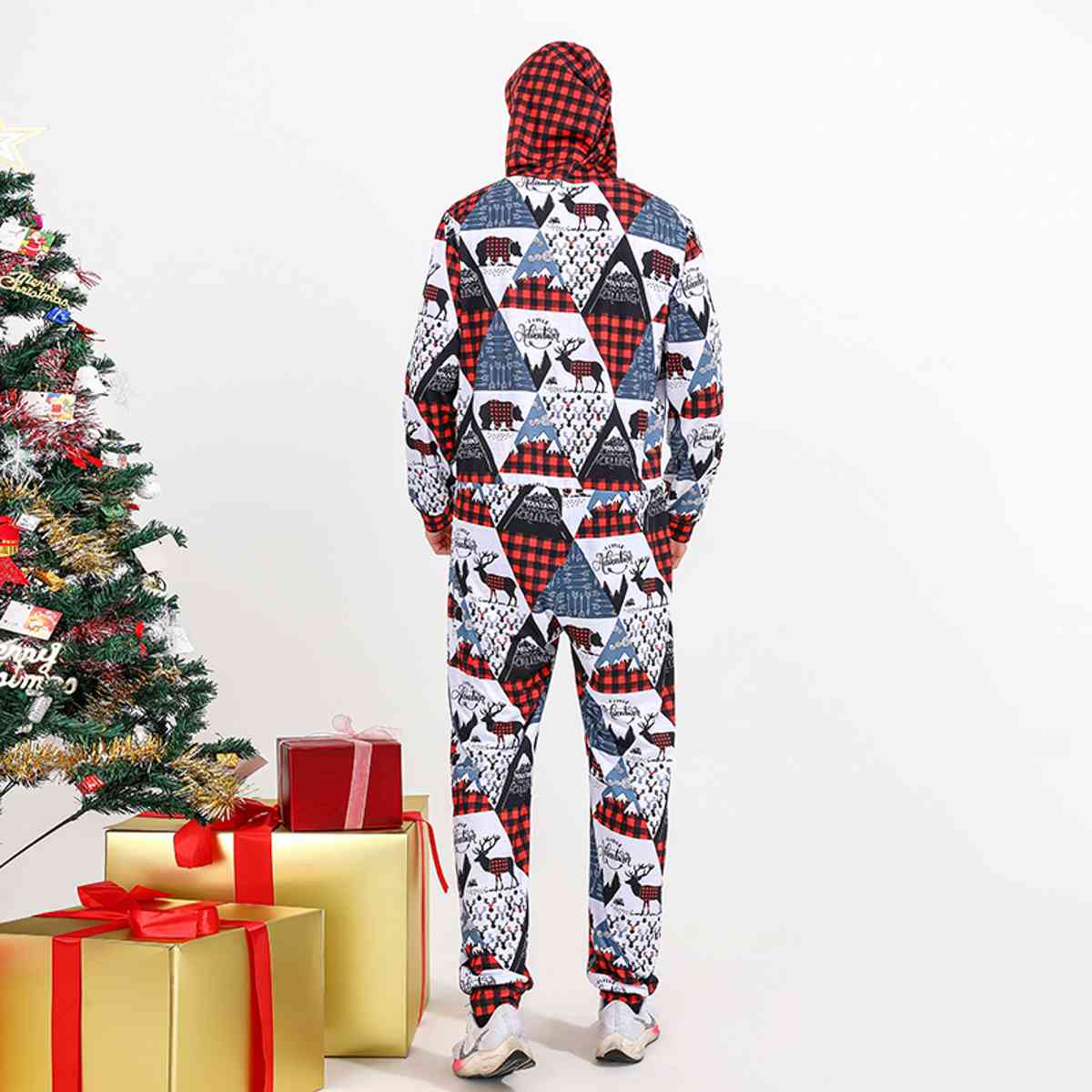 Men Printed Hooded Jumpsuit