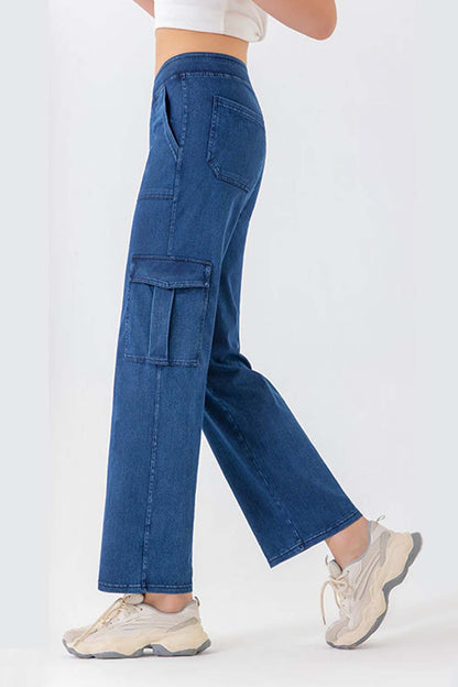 Button Fly Pocketed Long Jeans