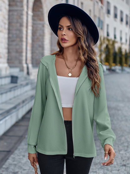 Hooded Long Sleeve Zip-Up Jacket