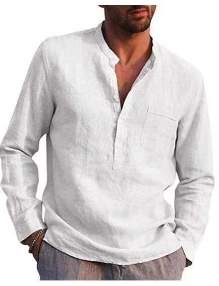 Men's Casual Dress Shirt Button Down Shirts Long-Sleeve Work Shirt Spread Collar Tops